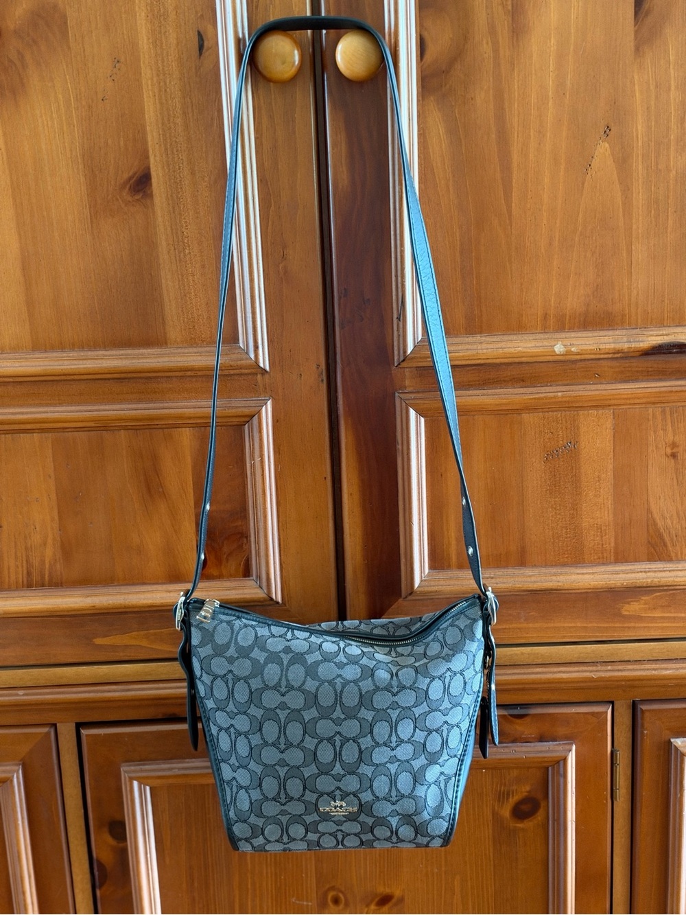 Coach 25697 Small Dufflette Signature Crossbody Bag Black Smoke